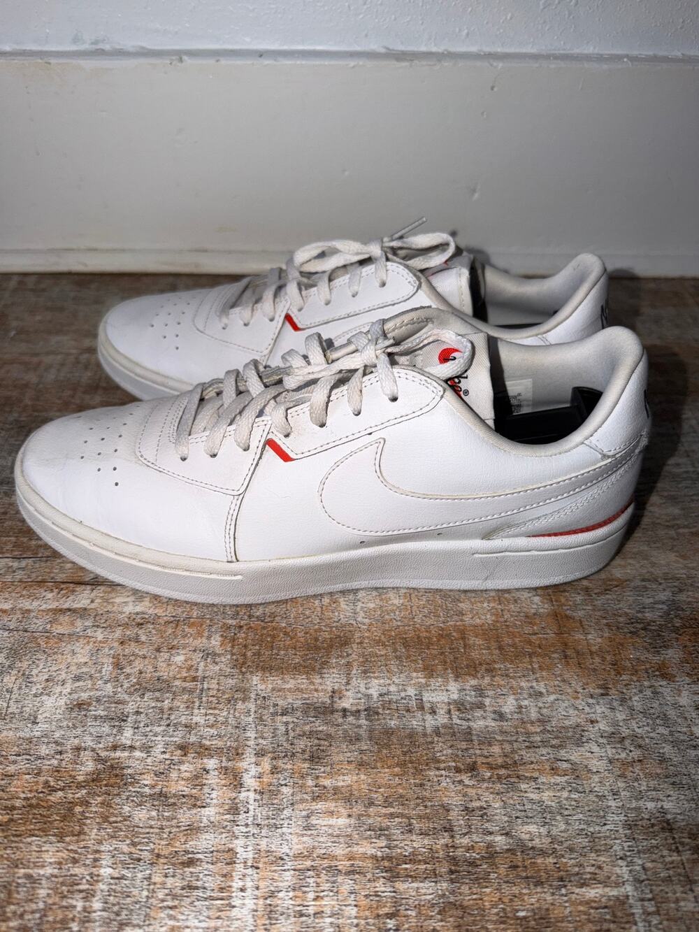 Nike Court Blanc White Orange Leather Women’s Sneakers Shoes C10808-100 Size 10